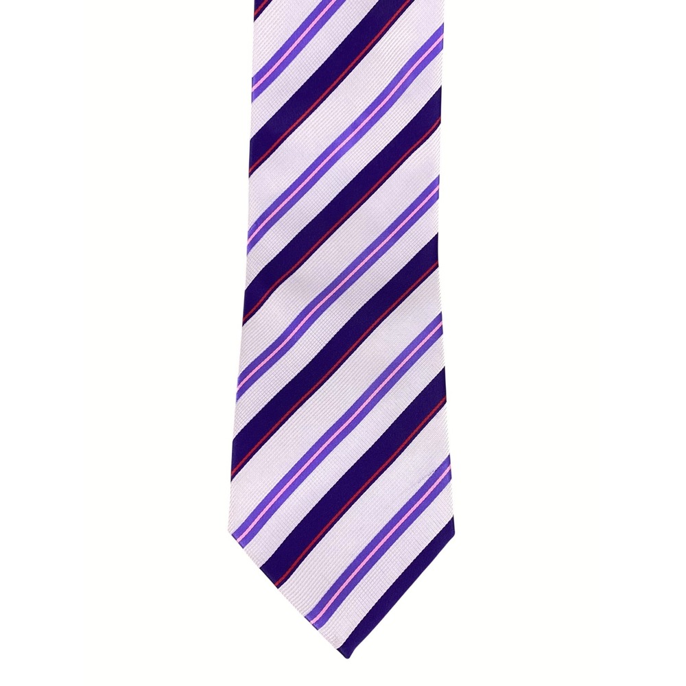 Venetto Collection Mens‎ Tie Purple Lavender White Striped Formal Business 59x4